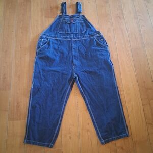 Five Brother Mens 54x28 Denim Bib Overalls Carpenter Jeans Dark Wash Zipper Pock